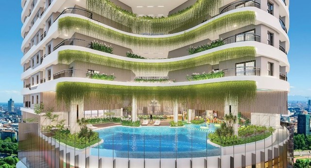 Kiến trúc oval và thiết kế thông tầng độc đáo, không cửa đối cửa đảm bảo sự riêng tư tối đa cho từng căn hộ tại ArtStella