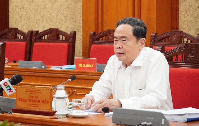 Uỷ viên Bộ Kl991.com tải ứng dụng, Chủ tịch Quốc hội Trần Thanh Mẫn phát biểu chỉ đạo tại buổi làm việc. Ảnh: Quốc Việt