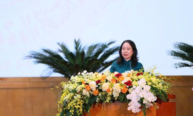Phó Chủ tịch nước Võ Thị Ánh Xuân, Phó Chủ tịch thứ nhất Hội đồng Thi đua - Khen thưởng Trung ương, phát biểu chỉ đạo. Ảnh: QMG
