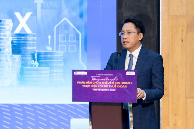 Phó cục trưởng Cục Thuế Mai Sơn phát biểu tại Lễ công bố tặng miễn phí phần mềm cho 2 triệu hộ Kl992 VIP Trang Chủ 2026, do Misa tổ chức ngày 23/10.