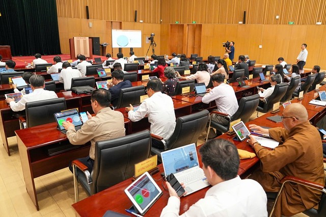 Các đại biểu biểu quyết tại Kỳ họp.
