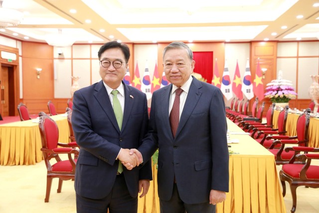 Tổng Bí thư Tô Lâm và Chủ tịch Quốc hội Hàn Quốc Woo Won Shik.