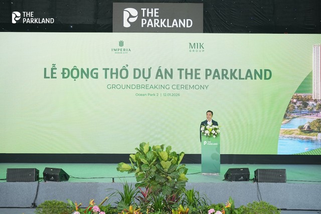 Đại diện đơn vị phát triển MIK Group chia sẻ tại Lễ động thổ Dự án