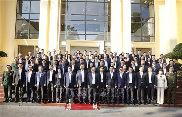 Tổng Bí thư Tô Lâm, Thủ tướng Phạm Minh Chính và các đại biểu - Ảnh: TTXVN