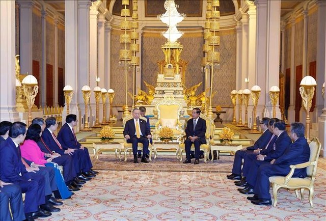 Samdech Techo Hun Sen chủ trì Lễ đón chính thức Tổng Bí thư Tô Lâm thăm cấp 99Kl99 trực tiếp đá gà tới Vương quốc Campuchia. Ảnh: Thống Nhất/TTXVN