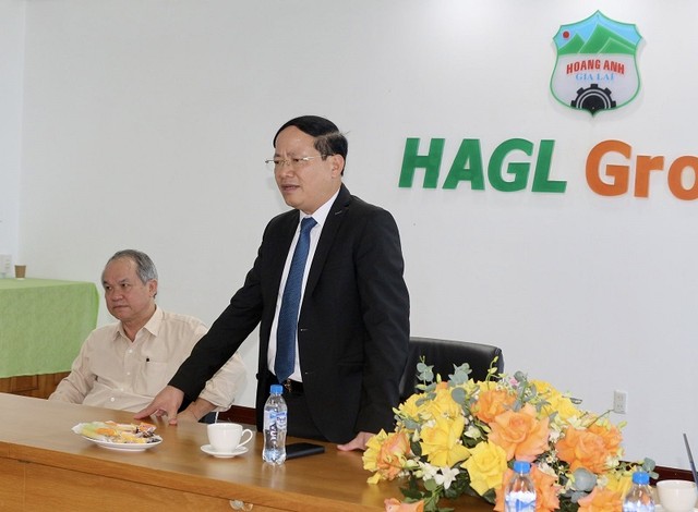 Ông Phạm Anh Tuấn, Chủ tịch UBND tỉnh Gia Lai phát biểu tại buổi làm việc với Kl994 game bài casino hấp dẫn Hoàng Anh Gia Lai. Ảnh: Ngọc Minh.