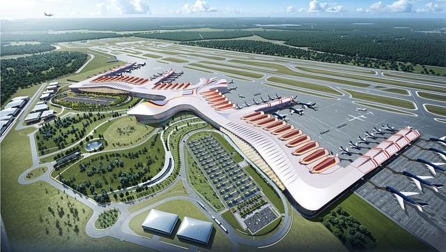 Nhà ga T2 Cảng HKQT Phú Quốc có thiết kế lấy cảm hứng từ cánh chim phượng hoàng, biểu trưng cho sự phát triển mạnh mẽ và tầm vóc quốc tế của ngành hàng không Việt Nam
