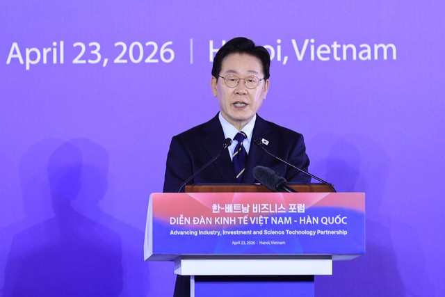 Tổng thống Hàn Quốc phát biểu tại Diễn đàn - Ảnh: Đức Thanh.