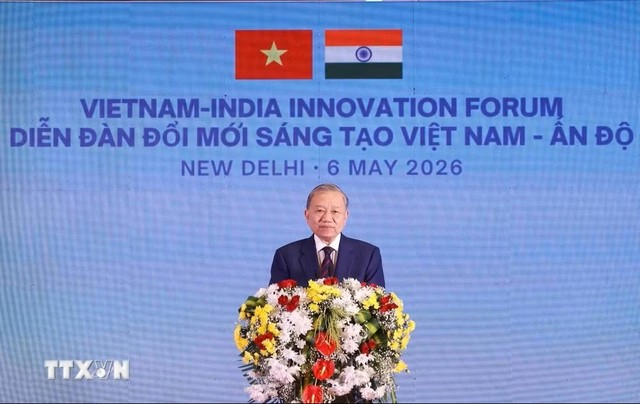 Tổng Bí thư, Chủ tịch nước Tô Lâm phát biểu tại Diễn đàn Đổi mới Sáng tạo Việt Nam-Ấn Độ. (Ảnh: Thống Nhất/TTXVN)