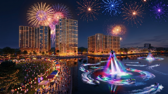 Phối cảnh Charmora City By Sun Group thắp sáng khi đêm về