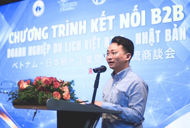 Ông Trần Trung Hiếu, Phó Giám đốc Sở Du lịch Hà Nội phát biểu tại chương trình