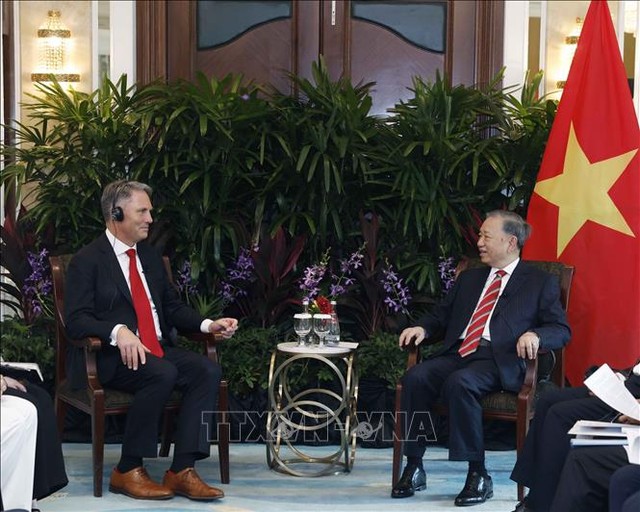 Tổng Bí thư, Chủ tịch nước Tô Lâm tiếp Phó Thủ tướng, Bộ trưởng Quốc phòng Australia Richard Marles. Ảnh: Thống Nhất/TTXVN
