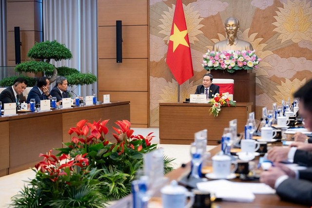 Chủ tịch Quốc hội Trần Thanh Mẫn phát biểu tại buổi tiếp.