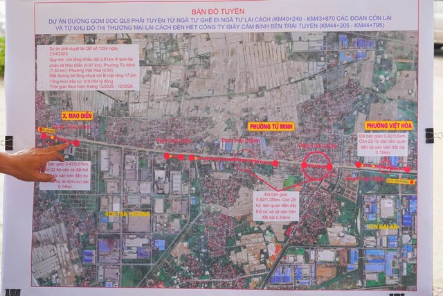 Dự án Kl99ok phiên bản mới xây dựng đường gom dọc Quốc lộ 5 phải tuyến từ ngã tư Ghẽ đi ngã tư Lai Cách. Ảnh: Đàm Thanh