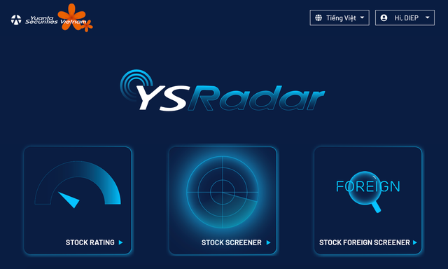 Giao diện YSradar - ảnh chụp màn hình