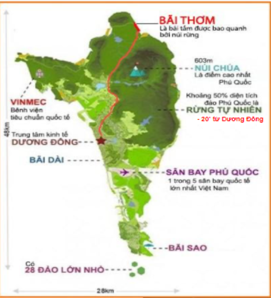 Bắc Bãi Thơm có vị trí địa lý độc đáo, bao quanh bởi núi rừng