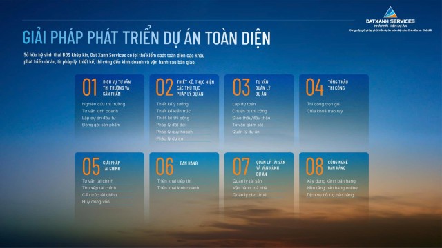 Dat Xanh Services cung cấp giải pháp phát triển dự án toàn diện cho Chủ Kl99ok phiên bản mới – Chủ đất với 8 gói dịch vụ tích hợp trọn gói