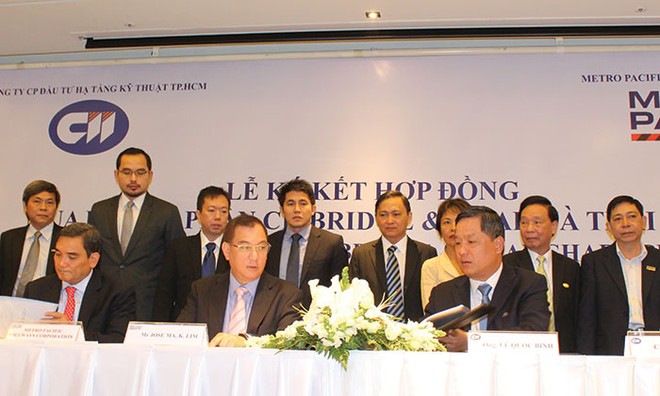 Lễ ký kết hợp đồng mua cổ phần và hợp đồng đặt mua Kl99kl Hoàn Trả Vô Tận giữa CII với Metro Pacific Tollways Corporation (MPTC) có tổng trị giá 1.950 tỷ đồng