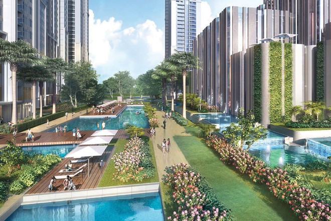 Không gian xanh trong đô thị phức hợp đóng vai trò như một công viên nhỏ giữa lòng đô thị.