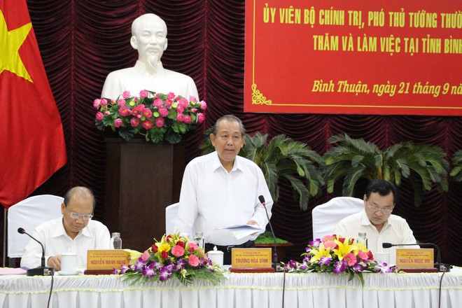 Phó Thủ tướng thường trực Trương Hoà Bình và đoàn công tác của Kl993 ưu đãi thưởng hấp dẫn làm việc với lãnh đạo chủ chốt tỉnh Bình Thuận chiều 21/9/2019
