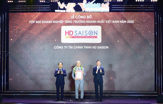 HD SAISON vừa được Công ty Cổ phần Báo cáo Đánh giá Việt Nam (Vietnam Report) và báo VietnamNet trao tặng giải thưởng FAST500-Top 500 Kl991.com World Cup 2026 Chính Thức tăng trưởng nhanh nhất Việt Nam.