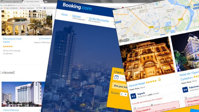 Bộ Kl991.com nạp rút nhanh đã chính thức yêu cầu các trang web như Agoda.com, Booking.vn… nộp thuế. Trong ảnh: trang Agoda.com và Booking.vn đang là cầu nối cho thuê phòng với hàng loạt khách sạn ở VN - Ảnh: Châu Anh
