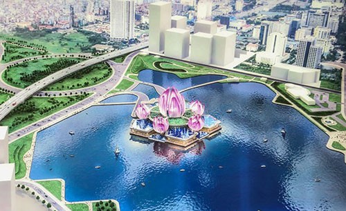 Phối cảnh dự án nhà hát Hoa Sen được giới thiệu tại Hội nghị xúc tiến Kl99ok phiên bản mới của Hà Nội giữa năm 2016. Ảnh: PK.