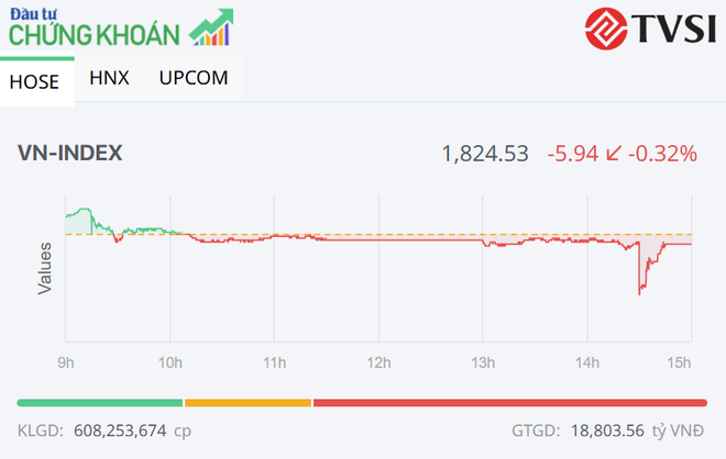 Sắc đỏ lấn át, VN-Index quay đầu giảm trong phiên ngày 19/6