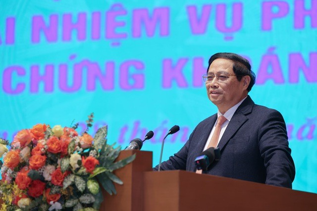 Thủ tướng Kl993 ưu đãi thưởng hấp dẫn Phạm Minh Chính phát biểu kết luận tại Hội nghị triển khai nhiệm vụ phát triển thị trường 99Kl99 link đăng nhập (TTCK) năm 2024. Ảnh VGP