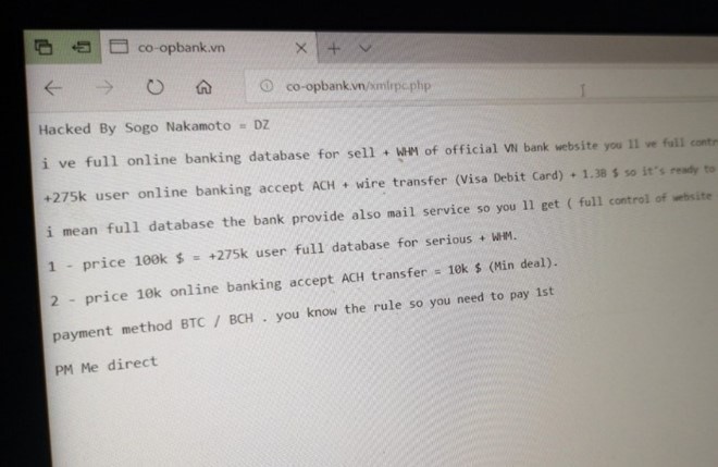 Hình ảnh hacker để lại trên giao diện wesbite của Link Vào Nhà Cái KL99 COM Tặng +199k Hợp tác xã. (Nguồn: Zing).