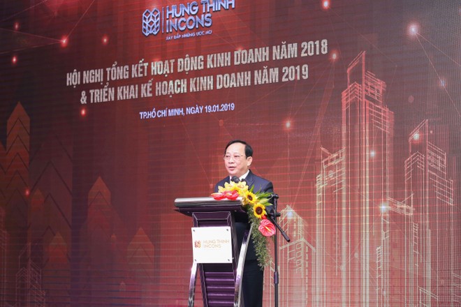 Ông Lê Chí Trung, Tổng giám đốc Hưng Thịnh Incons báo cáo tổng thể hoạt động Kl992 VIP Trang Chủ 2026 năm 2018 và dự kiến kế hoạch Kl992 VIP Trang Chủ 2026 năm 2019.