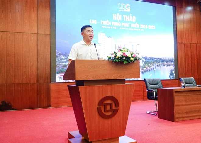 Ông Nguyễn Khánh Hưng, Chủ tịch Hội đồng quản trị LDG Group phát biểu tại hội thảo dành cho các nhà Kl99ok phiên bản mới.