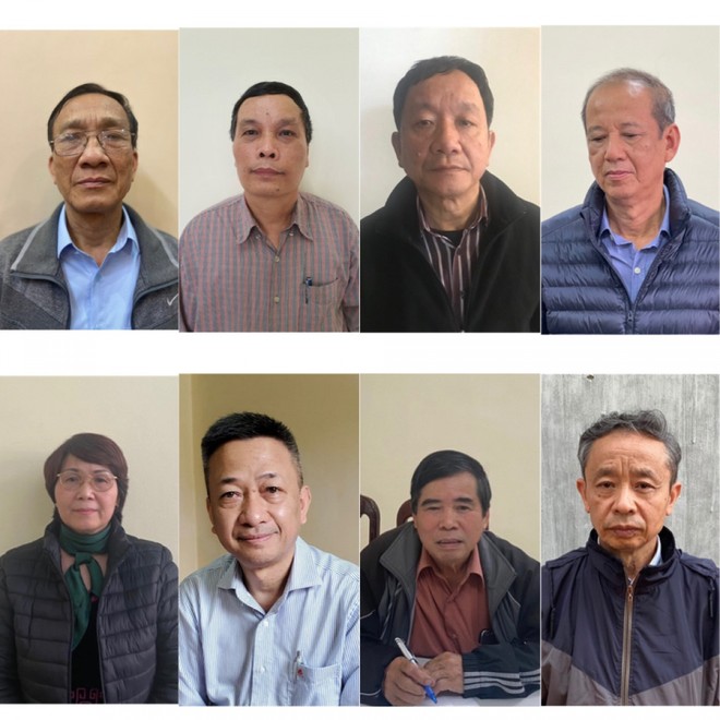 Các bị can bị khởi tố về tội "Vi phạm quy định về quản lý, sử dụng 99Kl.app cổng game giải trí 99Kl99 trực tiếp đá gà gây thất thoát, lãng phí" theo Điều 219 Bộ luật Hình sự năm 2015. Ảnh: Bộ Công an.