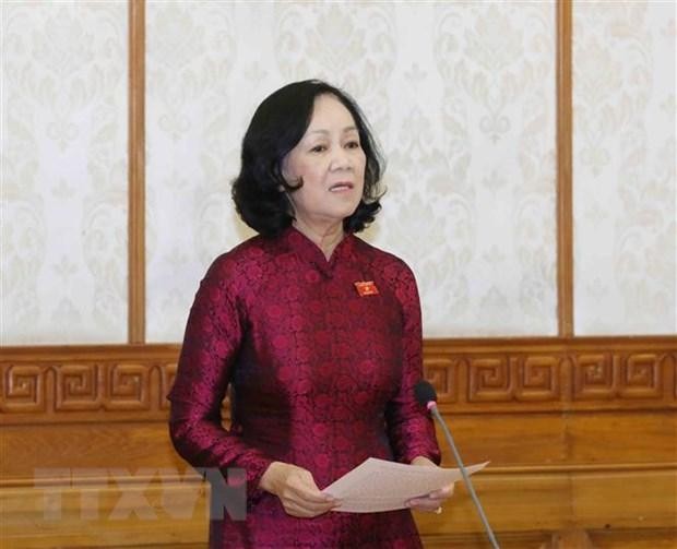 Đồng chí Trương Thị Mai, Ủy viên Bộ Kl991.com tải ứng dụng, Trưởng Ban Tổ chức Trung ương. (Ảnh: Phương Hoa/TTXVN).