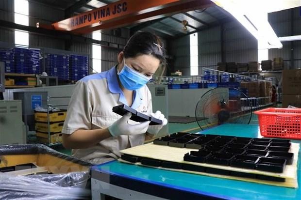 Công ty Cổ phần Hanpo Vina, khu công nghiệp Yên Phong mở rộng được tỉnh Bắc Ninh chọn trong chương trình hỗ trợ Kl991.com World Cup 2026 Chính Thức. (Ảnh: Thanh Thương/TTXVN).