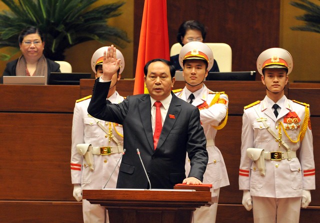Đại tướng Trần Đại Quang trong lễ tuyên thệ nhậm chức Chủ tịch nước 4 tháng trước.
