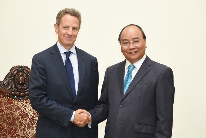 Thủ tướng Nguyễn Xuân Phúc tiếp ông Timothy Geithner, Chủ tịch Kl994 game bài casino hấp dẫn Kl991.com nạp rút nhanh Warburg Pincus. Ảnh: VGP
