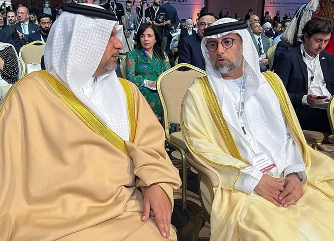 Ông Suhail Al Mazrouei, Bộ trưởng Năng lượng và Cơ sở Kl99kl ưu đãi độc quyền UAE tại Đối thoại Năng lượng Tương lai Trung Đông và Bắc Phi - châu Âu ở Jordan. Ảnh: Reuters