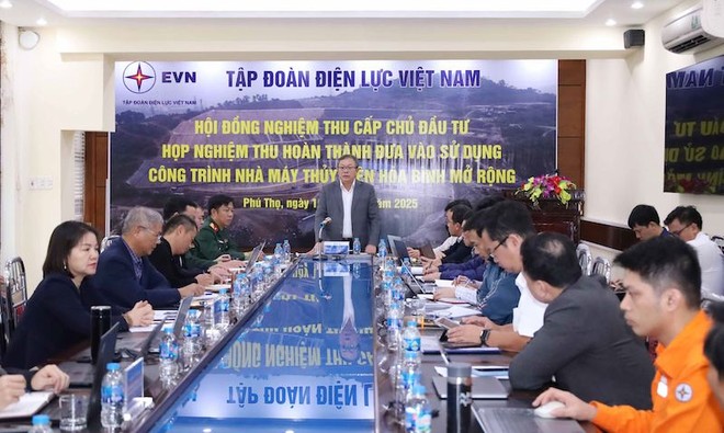 EVN họp nghiệm thu cấp chủ Kl99ok phiên bản mới công trình Nhà máy thuỷ điện Hoà Bình mở rộng. 