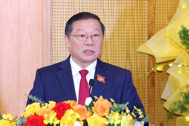 Đồng chí Lại Xuân Môn, Ủy viên Trung ương Đảng, Phó Trưởng ban Thường trực Ban Tuyên giáo và Dân vận Trung ương, Giám đốc Trung tâm Báo chí Đại hội XIV.