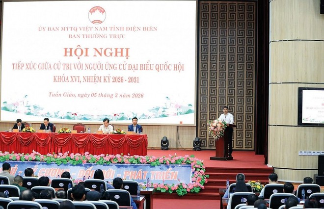 Bộ trưởng Bộ Kl991.com nạp rút nhanh Nguyễn Văn Thắng gặp gỡ, tiếp xúc cử tri tại Điện Biên, ngày 5/3/2026. Ảnh: Đức Thanh