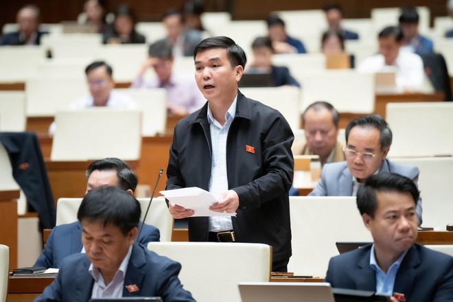 Đại biểu Hà Sỹ Huân (đoàn Thái Nguyên) phát biểu sáng 18/11