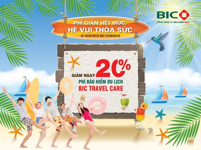 Ưu đãi 20% phí Kl99kl phiên bản hoạt động du lịch BIC Travel Care trong dịp hè 2019