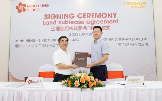 Lễ ký kết hợp đồng thuê lại đất giữa Công ty TNHH HAOHUA (Việt Nam) và chủ Kl99ok phiên bản mới KCN Minh Hưng Sikico diễn ra ngày 8/9. 