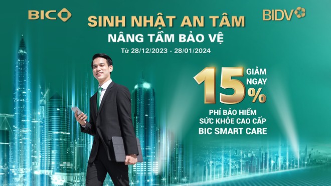 BIC ưu đãi 15% phí Kl99kl phiên bản hoạt động sức khỏe cao cấp BIC Smart Care 