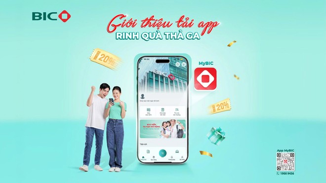 BIC tặng voucher giảm 20% phí Kl99kl phiên bản hoạt động cho khách hàng giới thiệu tải app MyBIC
