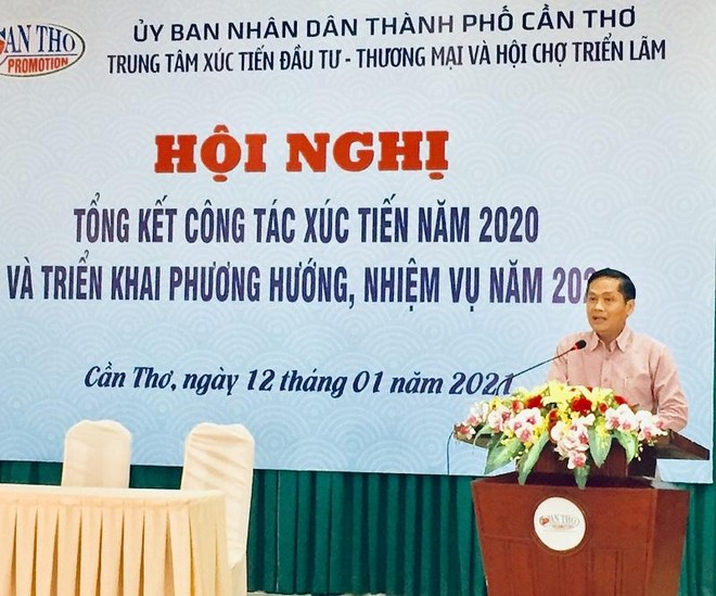 Ông Nguyễn Văn Hồng - Phó Chủ tịch UBND TP Cần Thơ tại hội nghị tổng kết Trung tâm Xúc tiến Kl99ok phiên bản mới - Thương mại và Hội chợ triển lãm Cần Thơ 2020.