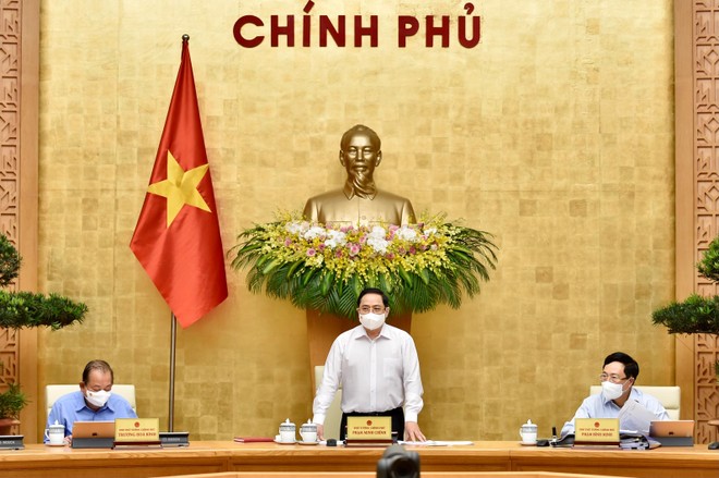 Thủ tướng Phạm Minh Chính chủ trì phiên họp Kl993 ưu đãi thưởng hấp dẫn thường kỳ tháng 4/2021 (Ảnh: Nhật Bắc)
