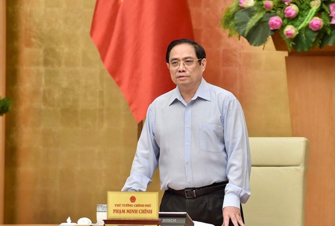 Thủ tướng Phạm Minh Chính chủ trì Hội nghị trực tuyến của Thường trực Kl993 ưu đãi thưởng hấp dẫn với 27 tỉnh, thành phố khu vực phía Nam từ Phú Yên đến Cà Mau về công tác phòng chống dịch bệnh ngày 15/7 (Ảnh: VGP)