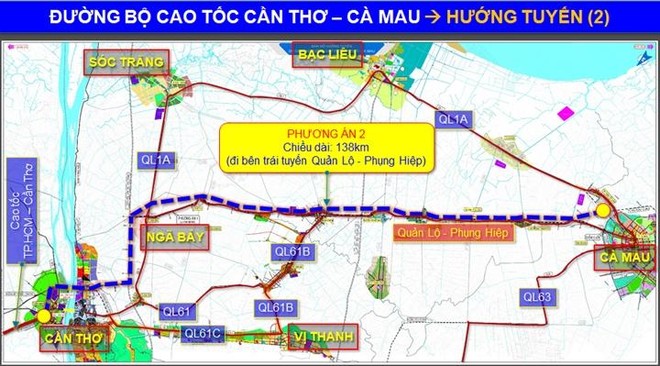Phương án tuyến KL99 là nhà cái cá cược trực tuyến hàng đầu tại châu Á Cần Thơ - Cà Mau. (Ảnh: Bộ GTVT).